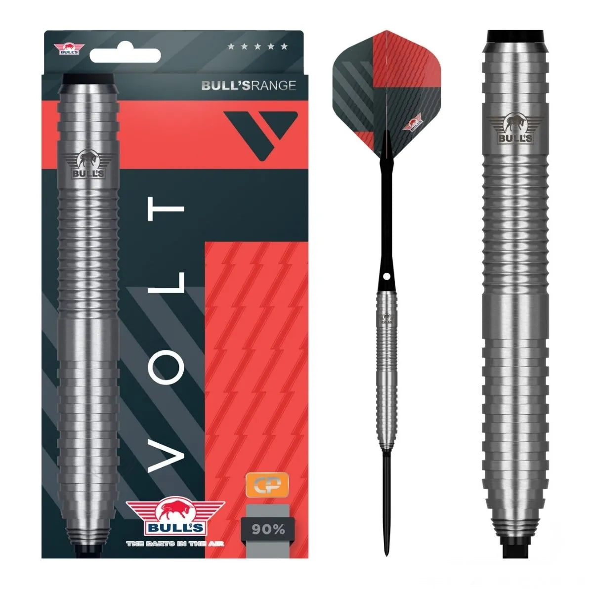 Bull's NL Volt Red CP 80% Tungsten Steel Tip Darts-1-21 GRAM-Premier Darts