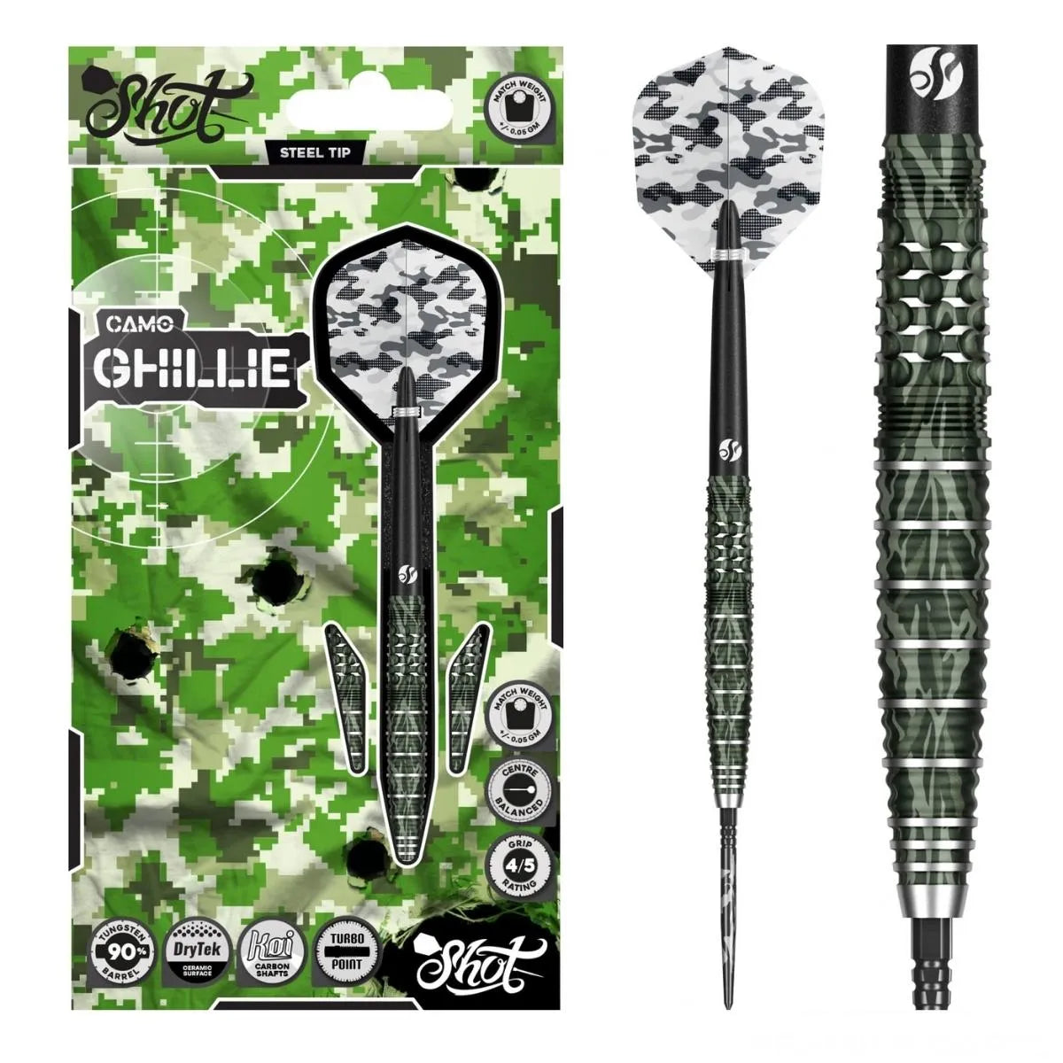 Shot Camo Ghillie TP 90% Tungsten Steel Tip Darts-1-23 GRAM-Premier Darts