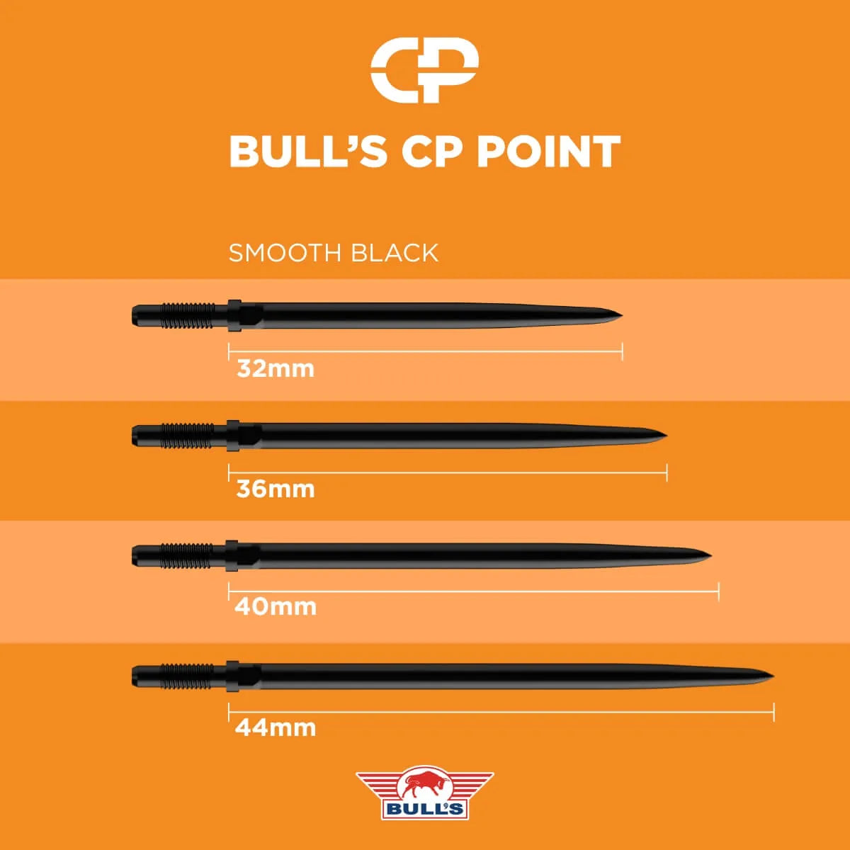 Bull's NL CP Smooth Dart Points-4-Black-32mm-Premier Darts