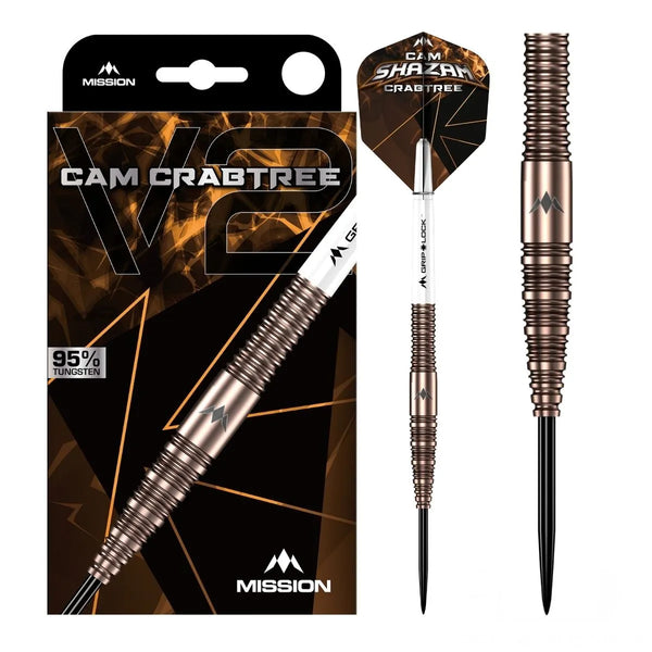 Mission Cam Crabtree V2 95% Tungsten Steel Tip Darts-1-22 GRAM-Premier Darts