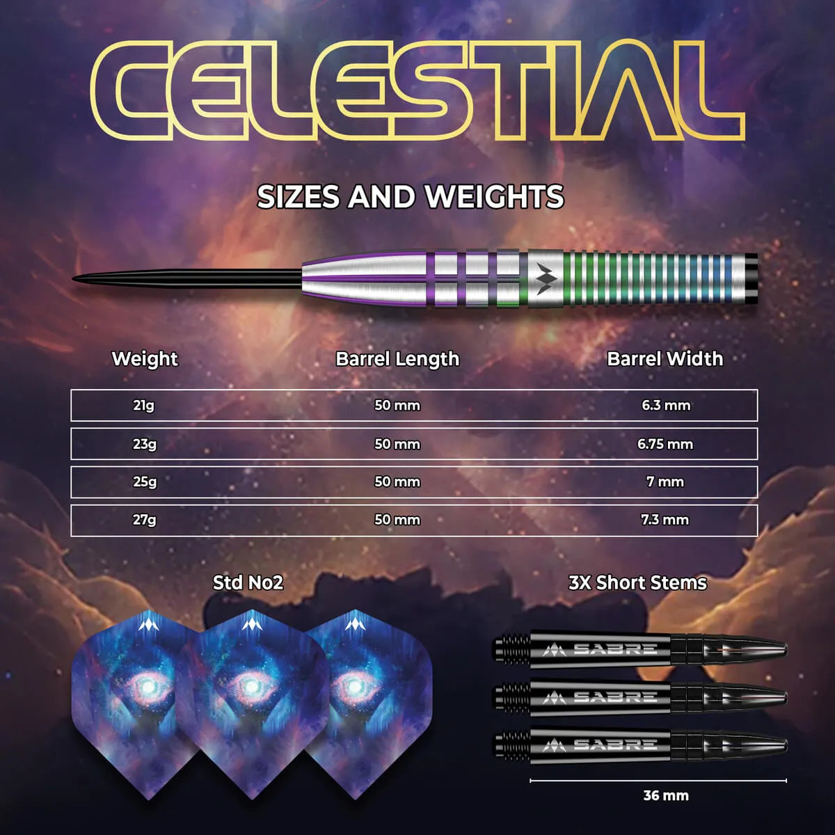 Mission Celestial Coral PVD 95% Tungsten Steel Tip Darts-5-21 GRAM-Premier Darts