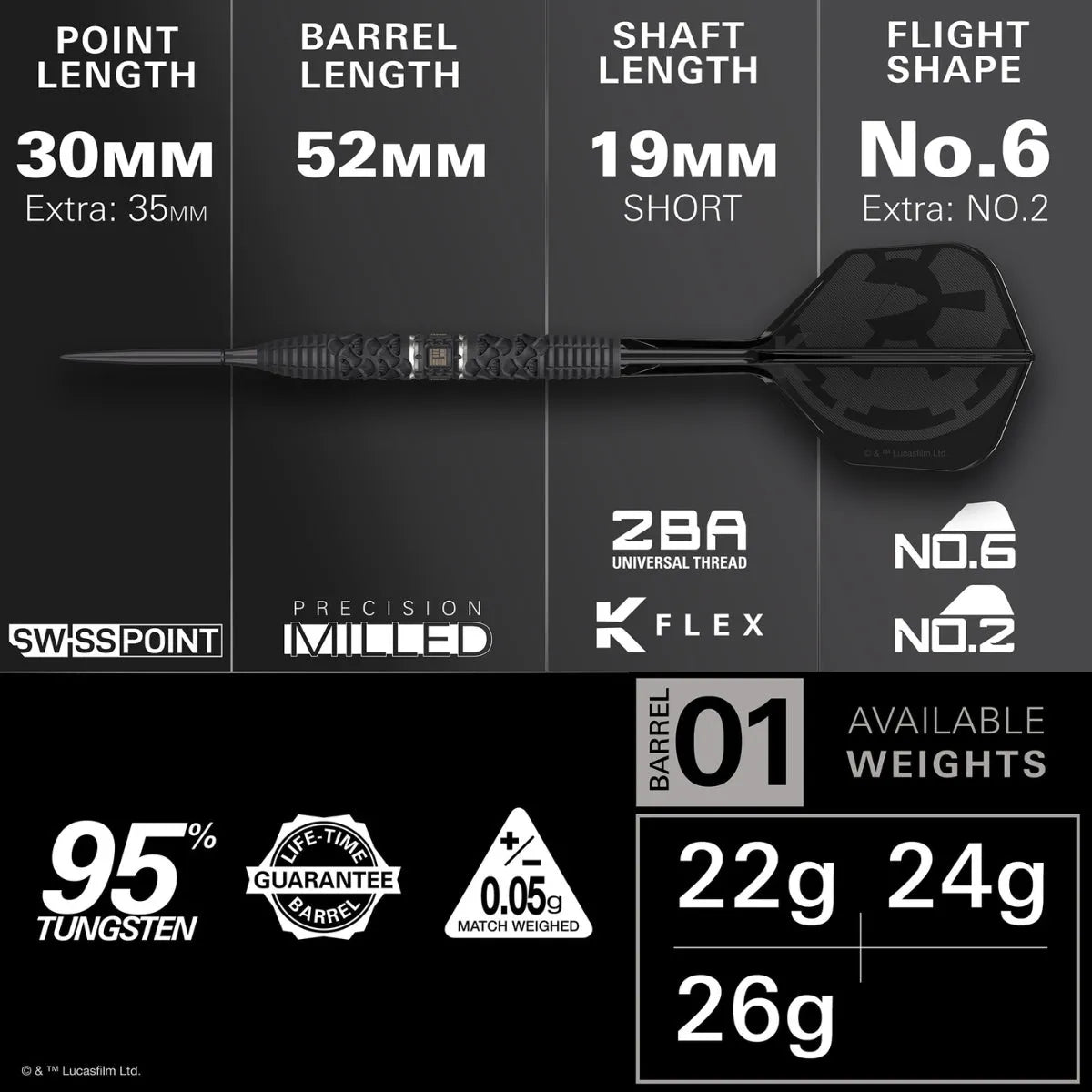 Target Darts Darth Vader SP 95% Tungsten Steel Tip Darts