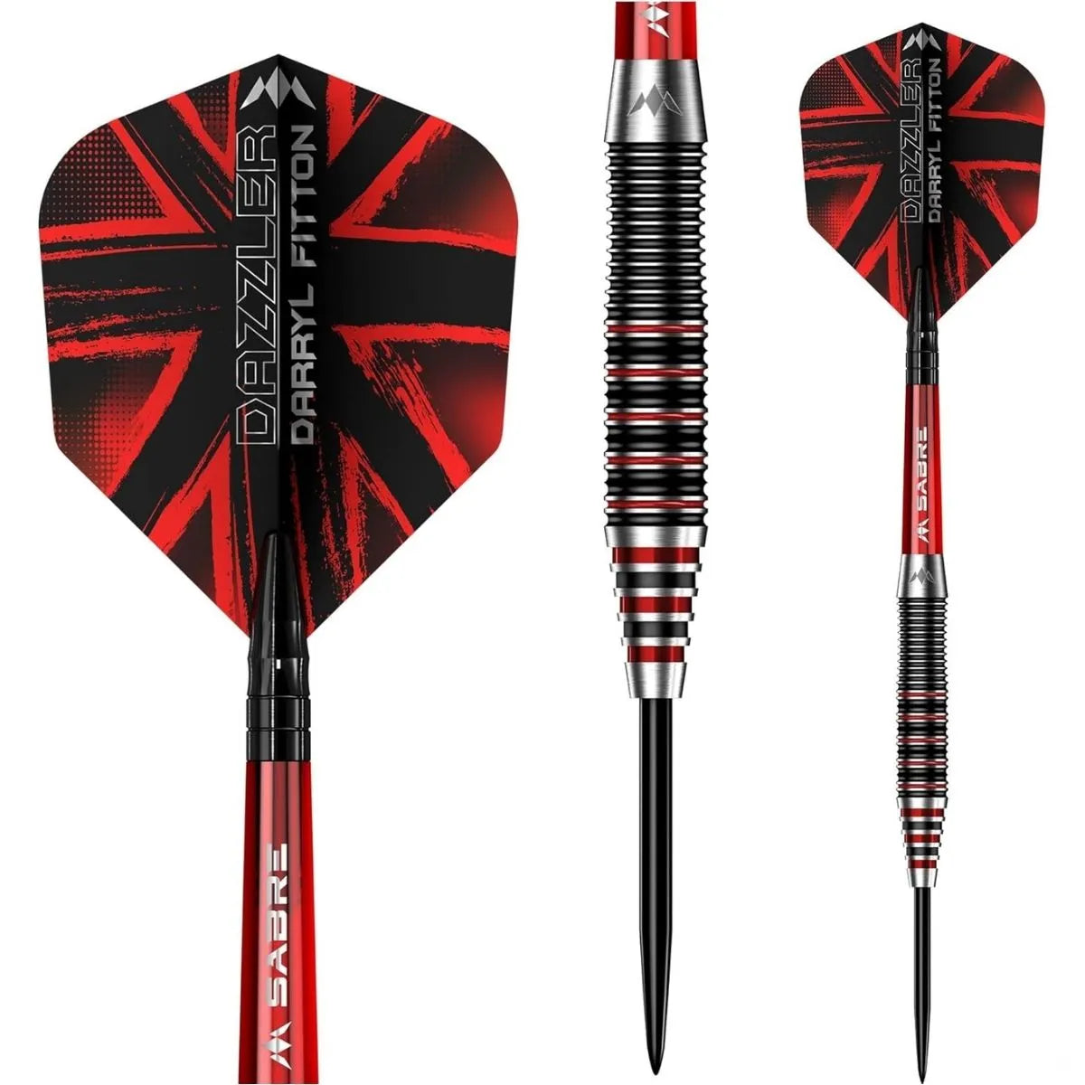 Mission Darryl Fitton Electro Black & Red 95% Tungsten Steel Tip Darts-3-22 GRAM-Premier Darts