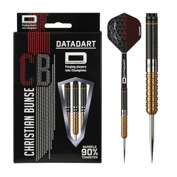 DataDart Christian Bunse Black & Gold 90% Tungsten Steel Tip Darts-1-21 GRAM-Premier Darts