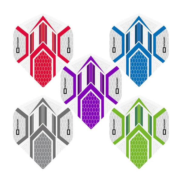 DataDart Hex White Standard No2 Flights-1-Blue-Premier Darts
