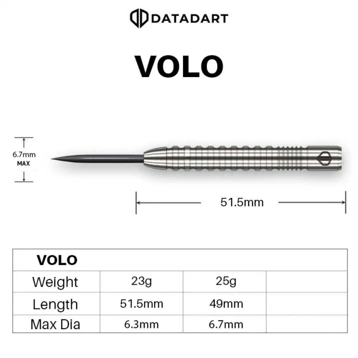 DataDart Volo 90% Tungsten Steel Tip Darts-4-23 GRAM-Premier Darts