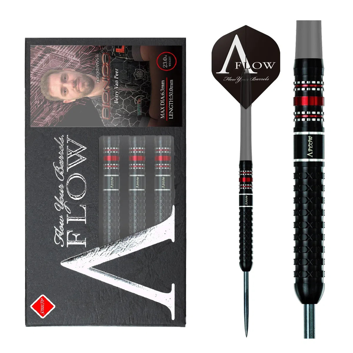 Dynasty Black Line  Berry Van Peer Bionic 3 95% Tungsten Steel Tip Darts