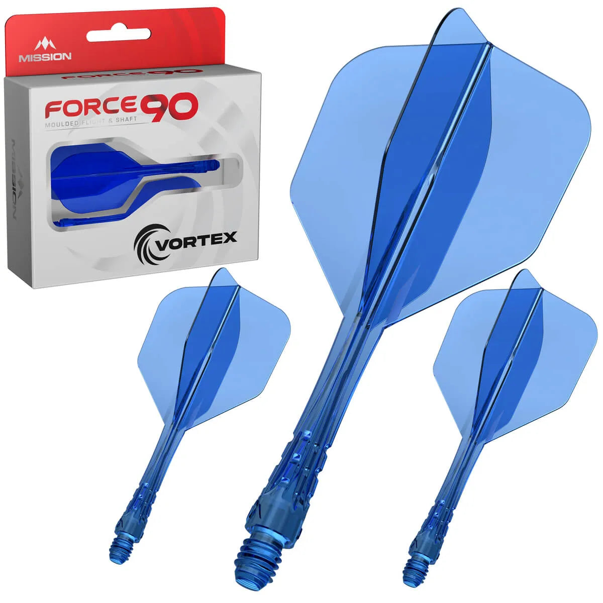 Mission Force 90 Vortex No6 Moulded Flight & Shaft-10-Clear Blue-Short-Premier Darts