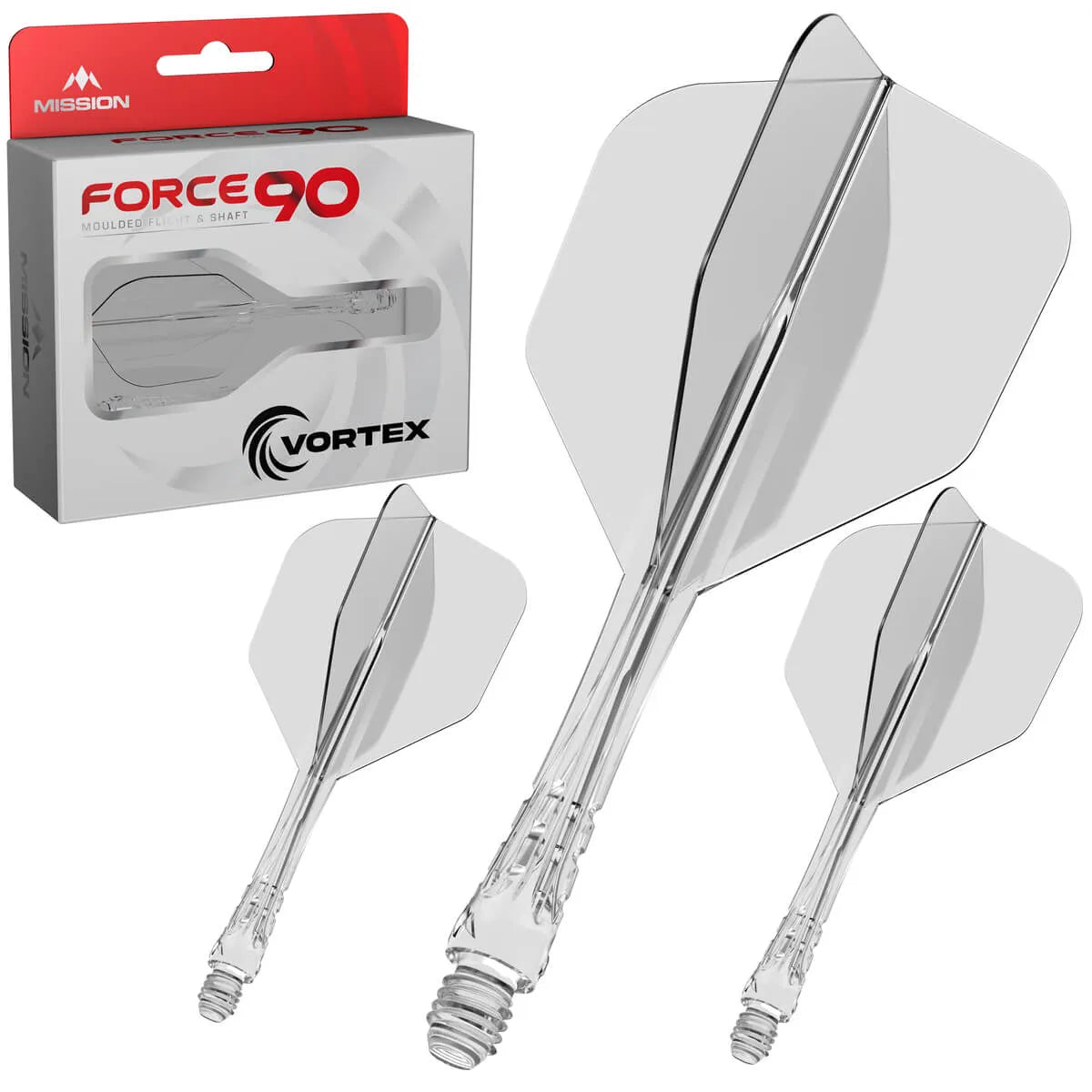 Mission Force 90 Vortex No6 Moulded Flight & Shaft-8-Clear-Short-Premier Darts