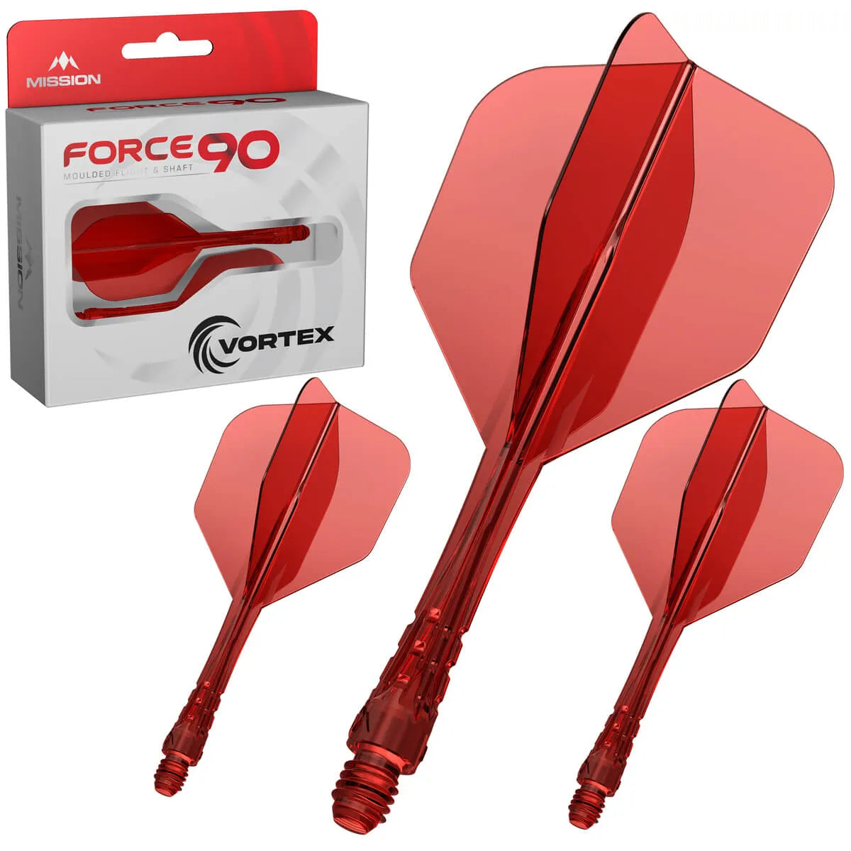 Mission Force 90 Vortex No6 Moulded Flight & Shaft-15-Clear Red-Short-Premier Darts