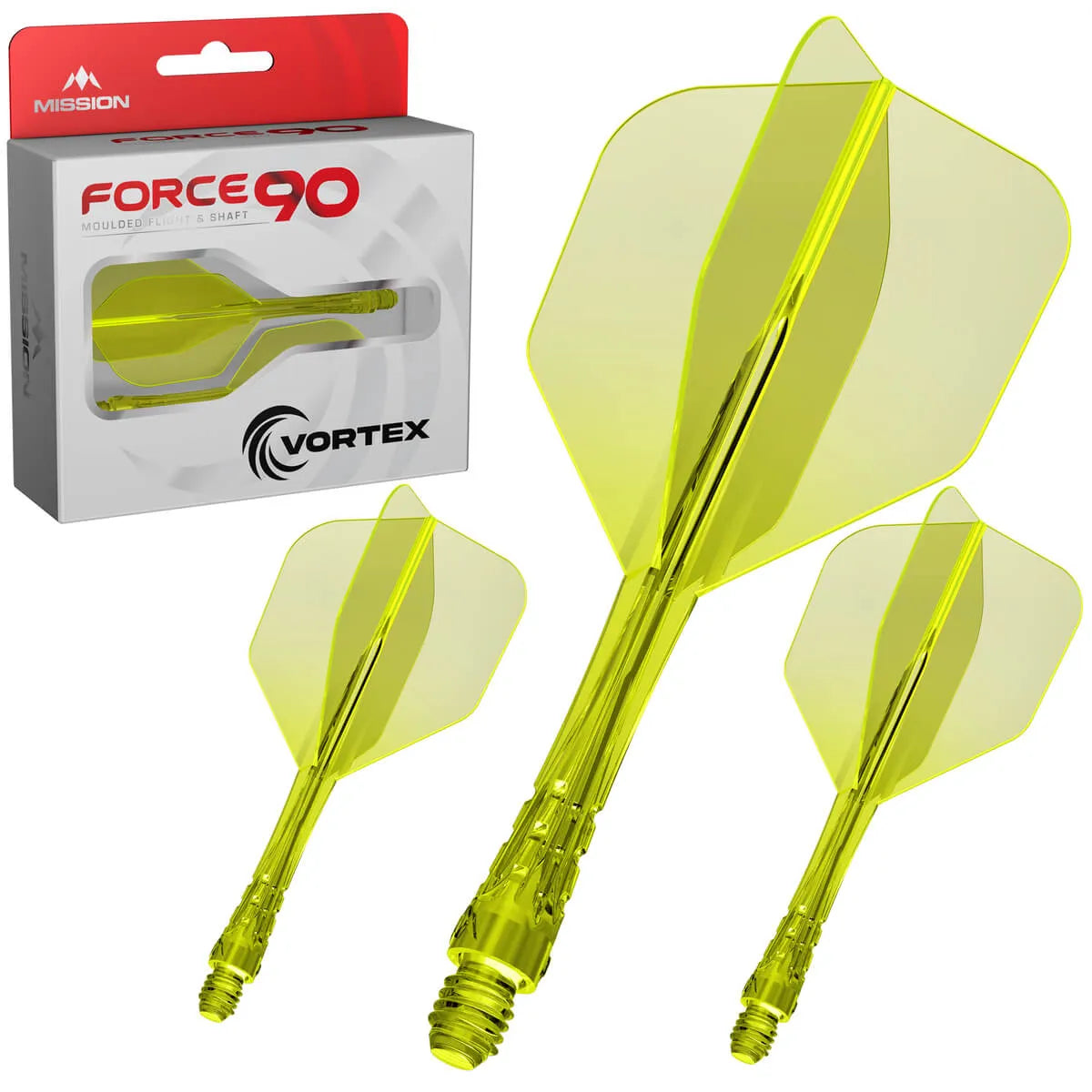 Mission Force 90 Vortex No6 Moulded Flight & Shaft-13-Clear Neon Yellow-Short-Premier Darts