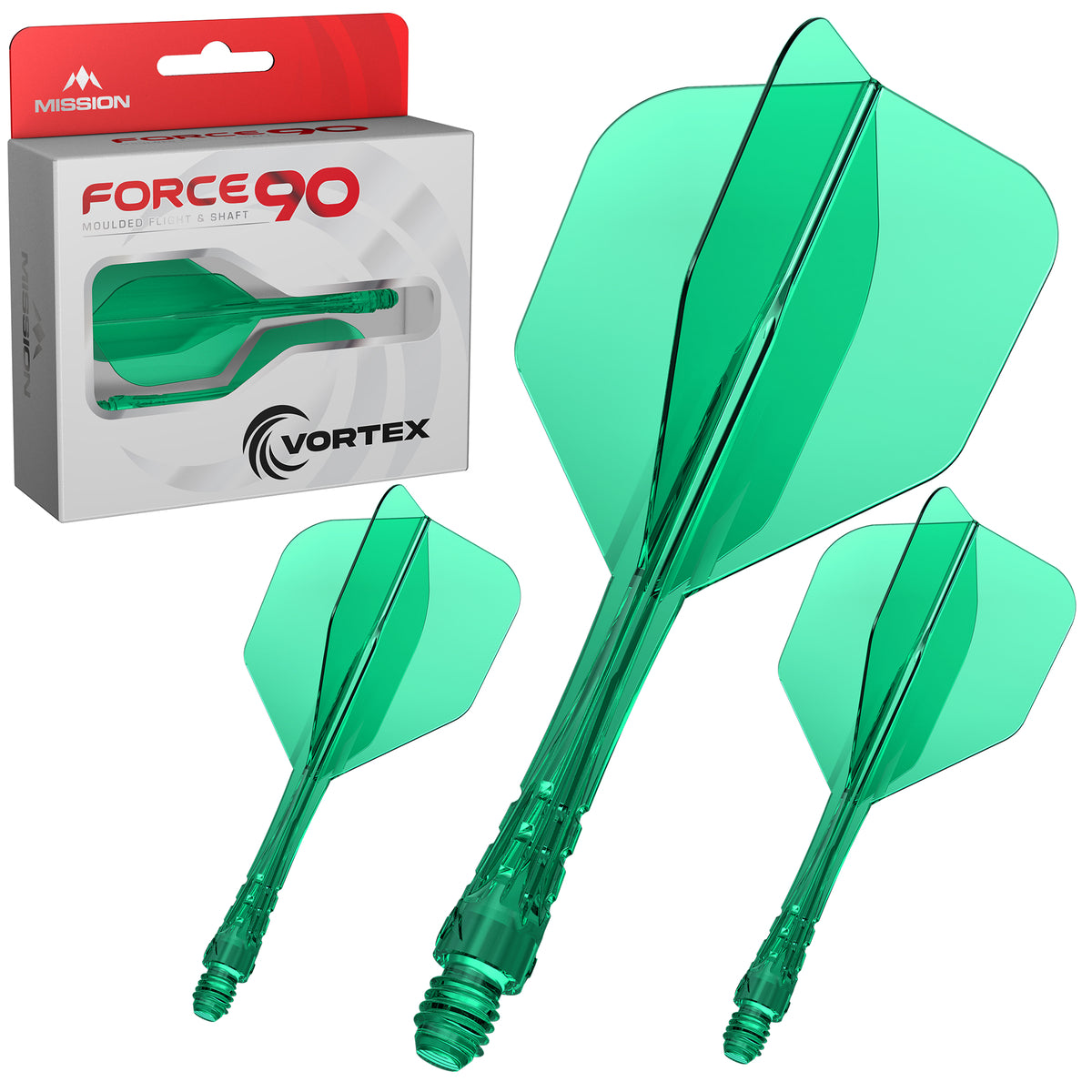 Mission Force 90 Vortex No6 Moulded Flight & Shaft-16-Green-Short-Premier Darts