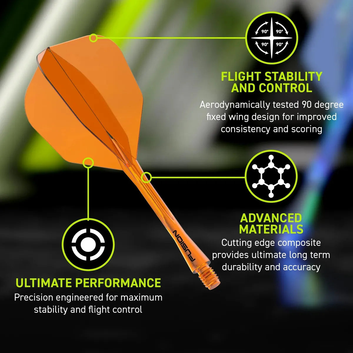 Winmau Fusion Integrated Flight System No6-25-Black-Short-Premier Darts