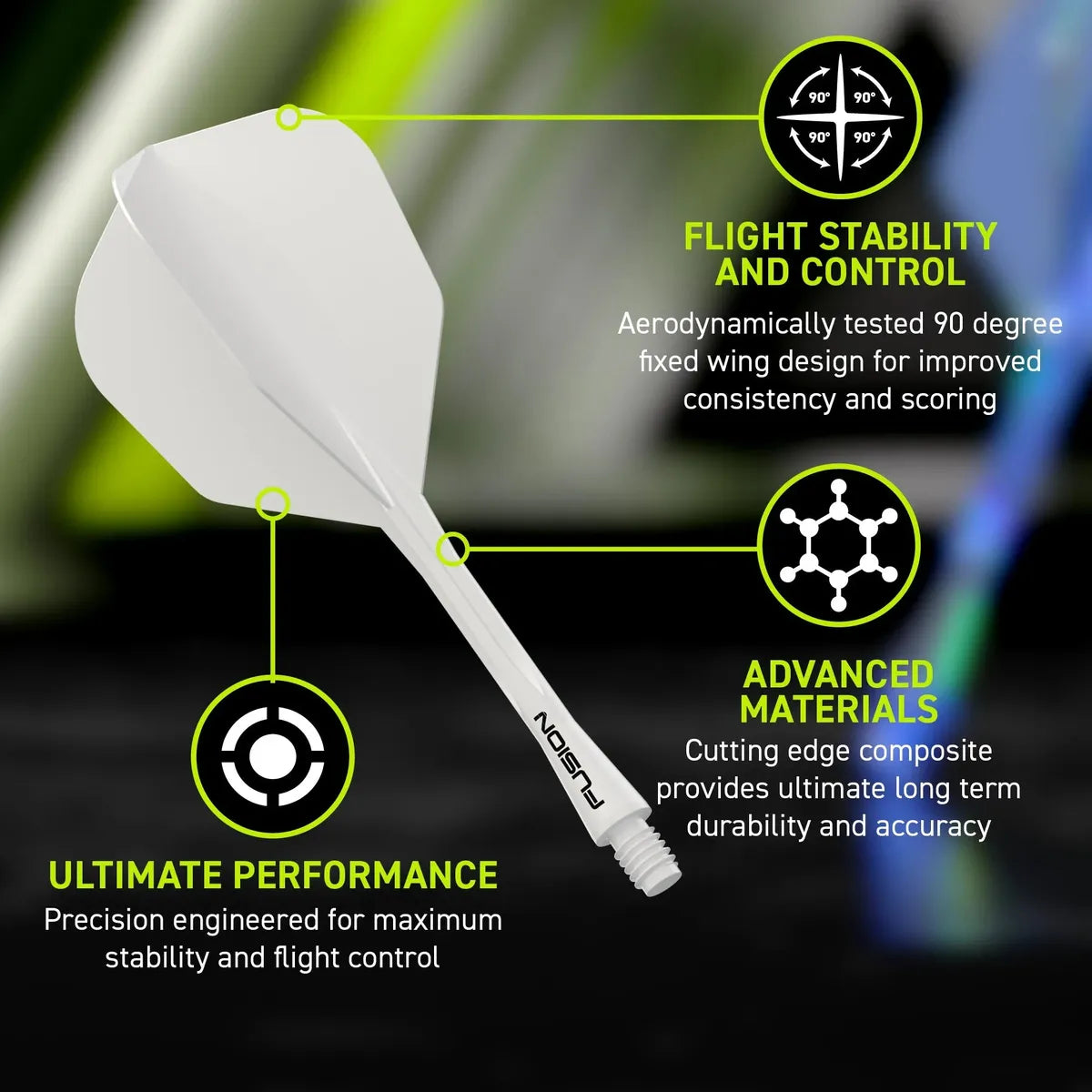 Winmau Fusion Integrated Flight System No6-33-Black-Short-Premier Darts
