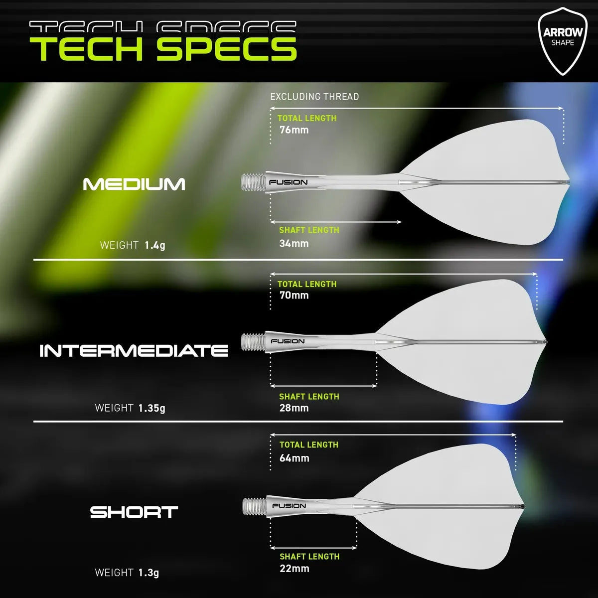 Winmau Fusion Arrow Integrated Flight System-9-Black-Short-Premier Darts