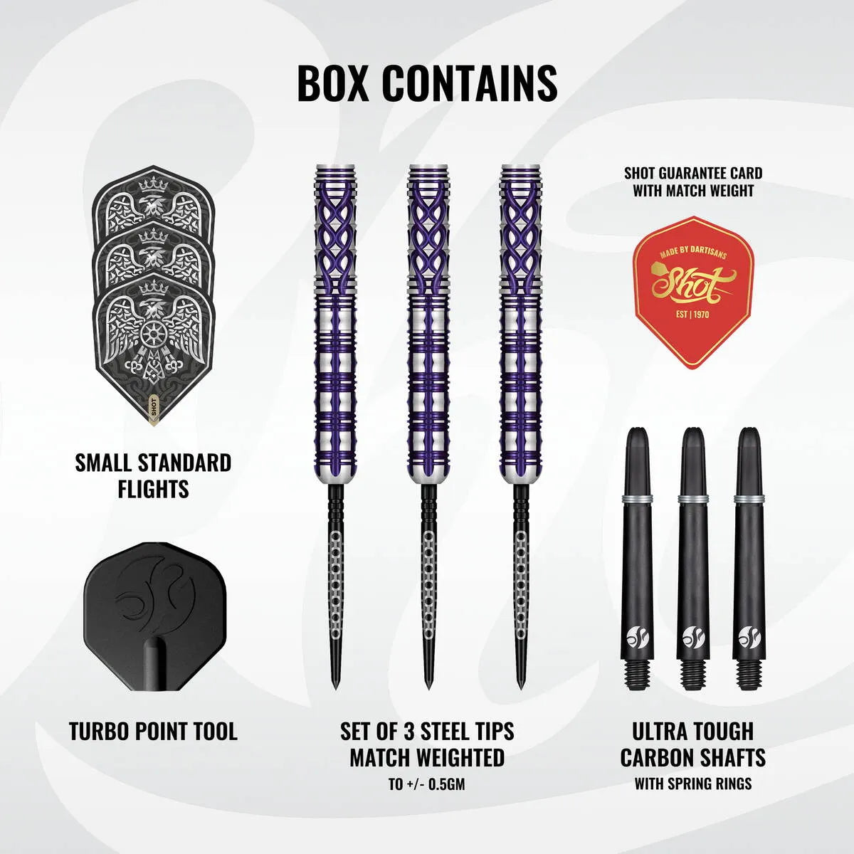 Shot Goths Visara TP 90% Tungsten Steel Tip Darts-3-22 GRAM-Premier Darts