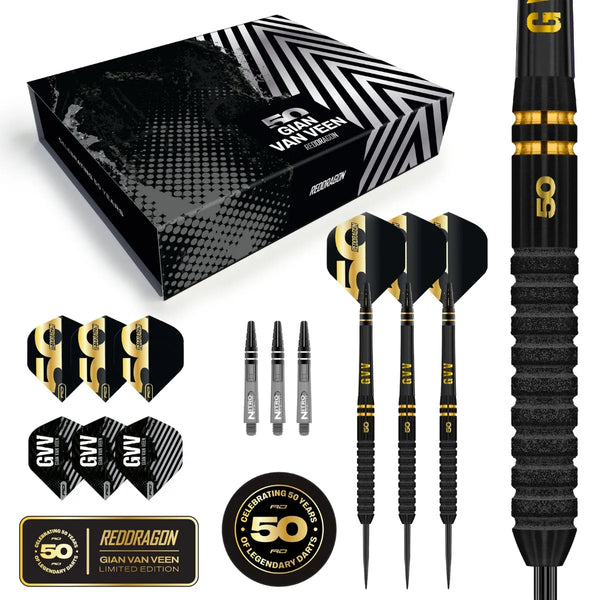 Red Dragon Gian Van Veen 50 Year Limited Edition Player Box-1-21 GRAM-Premier Darts