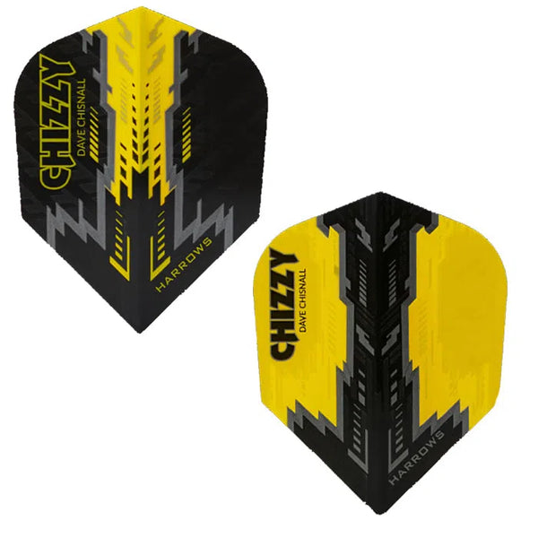 Harrows Prime Dave 'Chizzy' Chisnall Standard No6 Flights-1-Black Yellow-Premier Darts