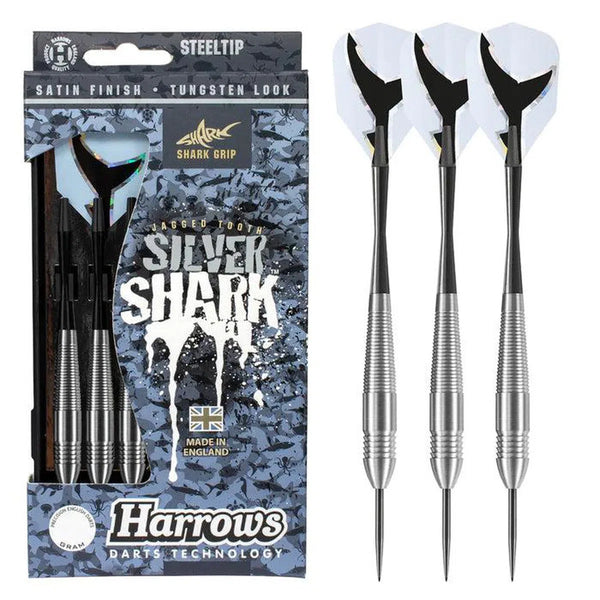 Harrows Silver Shark Tungsten Look Steel Tip Darts-1-21 GRAM-Premier Darts