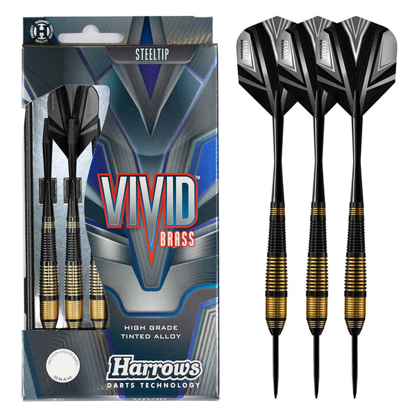 Harrows Vivid Black Brass Steel Tip Darts - Black-1-21 GRAM-Premier Darts