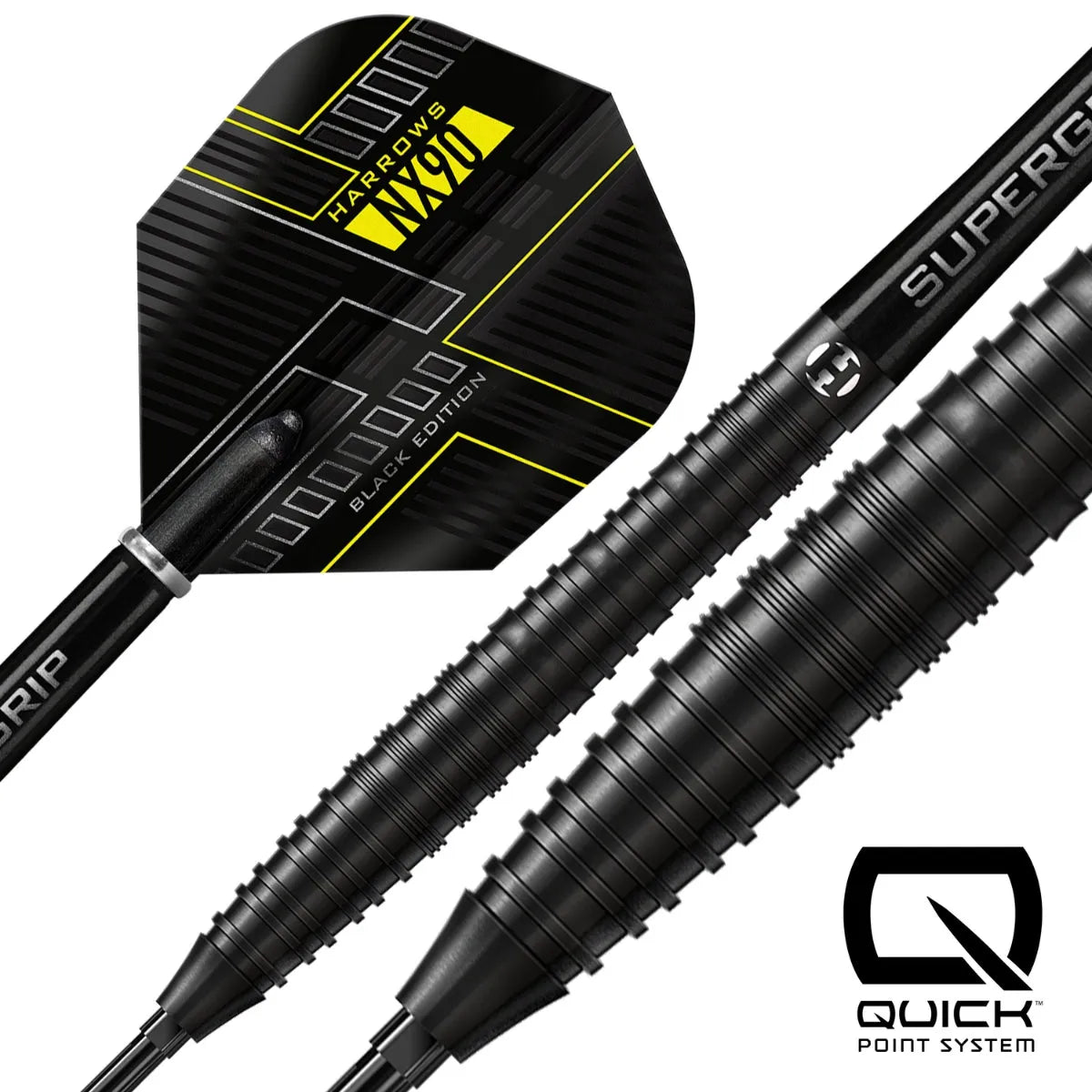 Harrows NX90 Black QP 90% Tungsten Steel Tip Darts-2-21 GRAM-Premier Darts