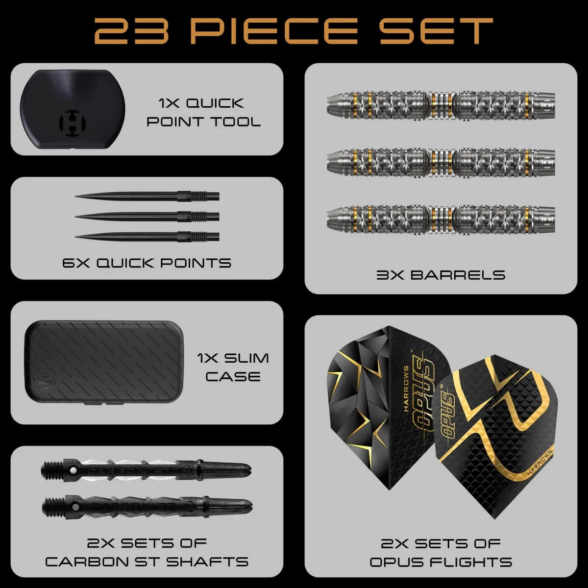 Harrows Opus QP 90% Tungsten Steel Tip Darts