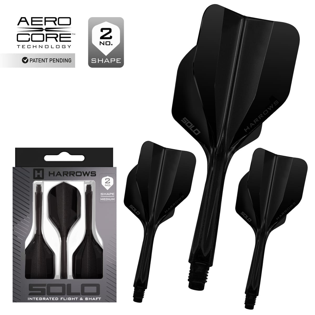 Harrows Solo 2 Integrated Flight and Shaft System-5-Black-Short-Premier Darts