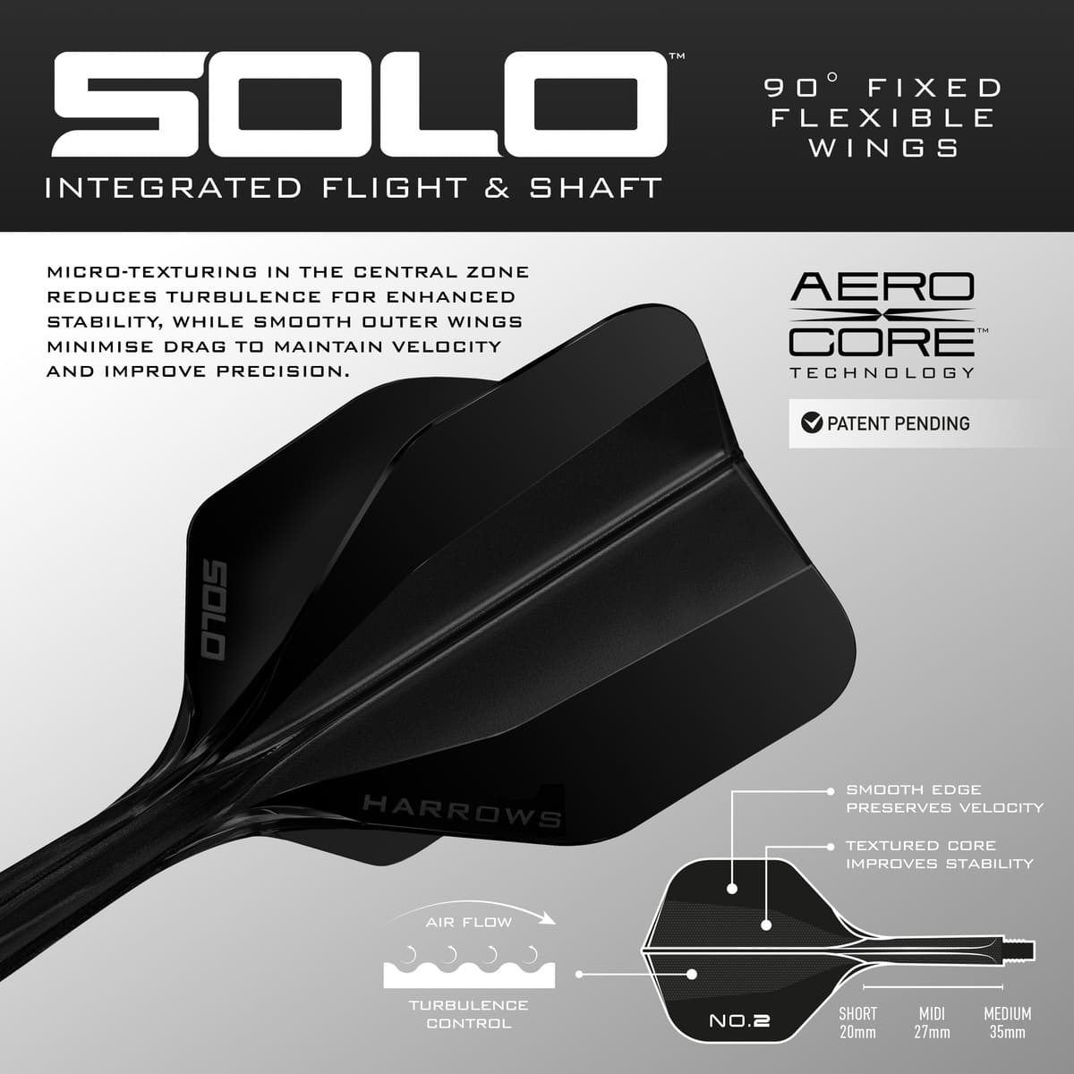 Harrows Solo 2 Integrated Flight and Shaft System-2-Black-Short-Premier Darts