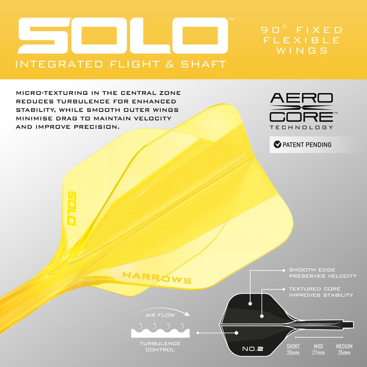 Harrows Solo 2 Integrated Flight and Shaft System-20-Black-Short-Premier Darts