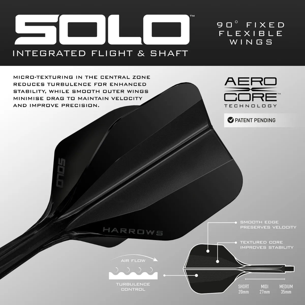 Harrows Solo Integrated Flight and Shaft System-4-Black-Short-Premier Darts