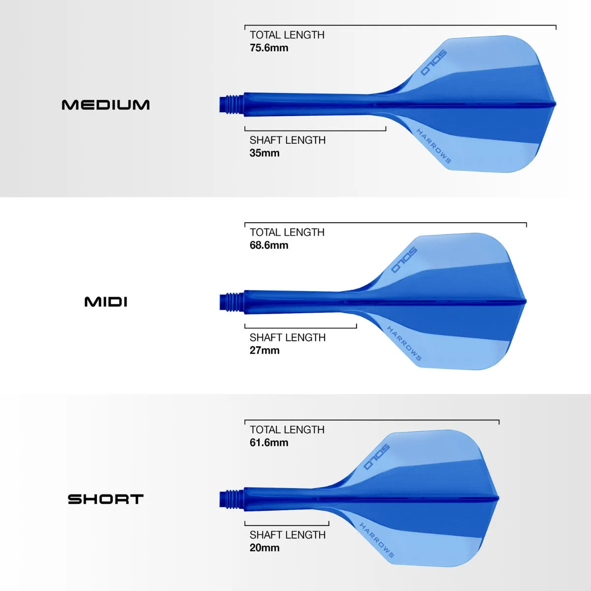Harrows Solo Integrated Flight and Shaft System-10-Black-Short-Premier Darts