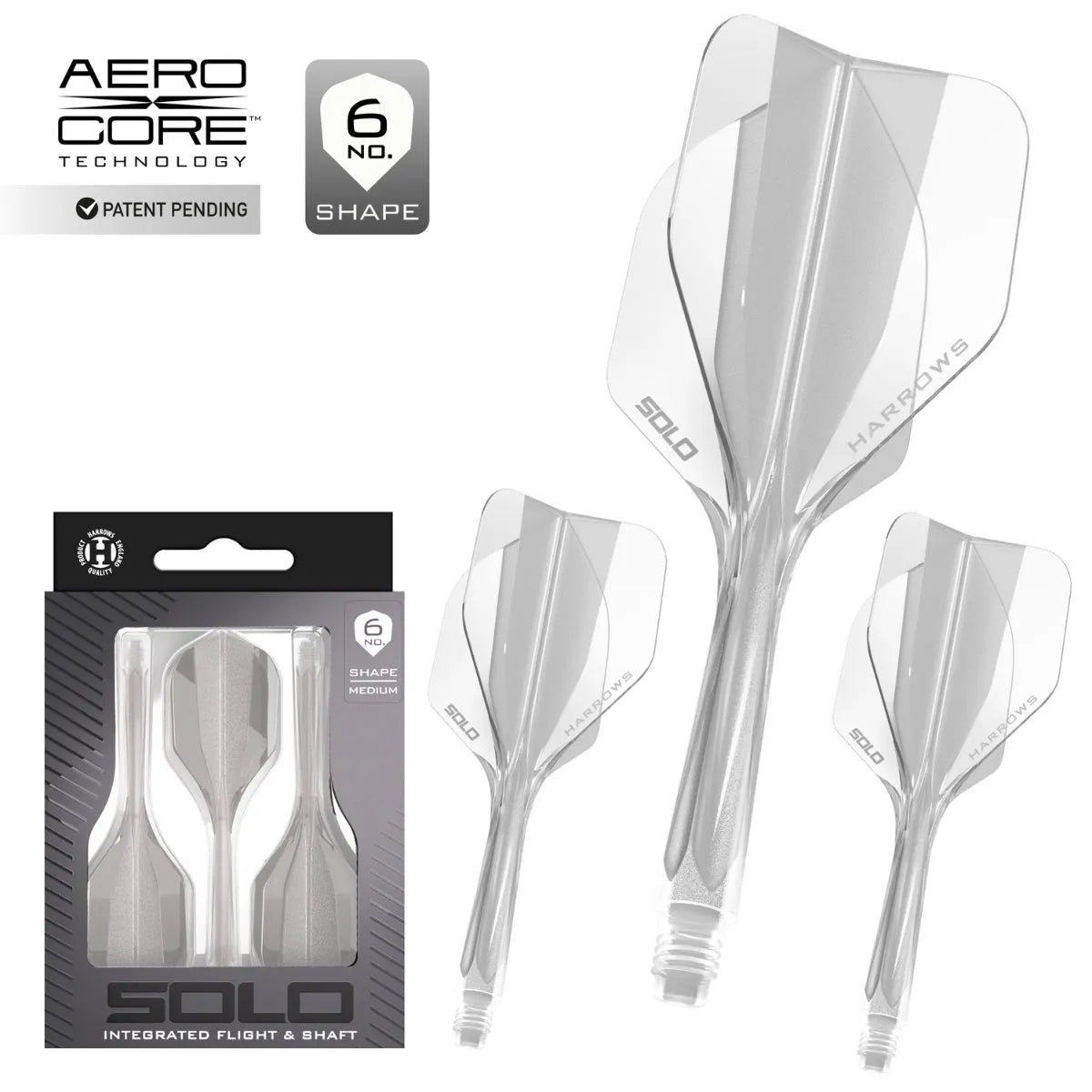 Harrows Solo Integrated Flight and Shaft System-11-Clear-Short-Premier Darts