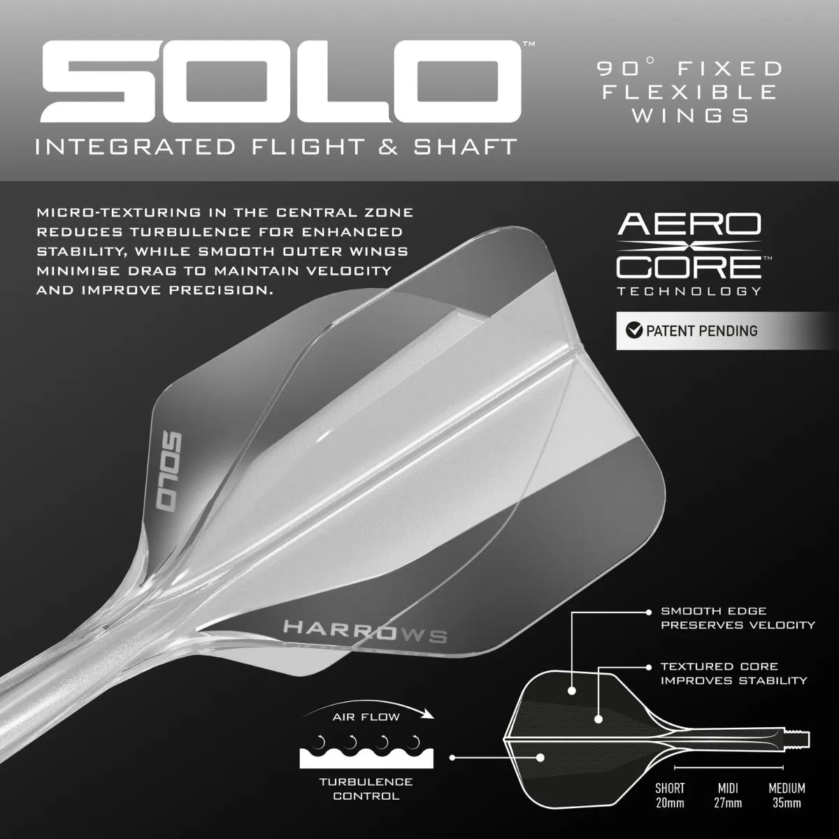 Harrows Solo Integrated Flight and Shaft System-12-Black-Short-Premier Darts