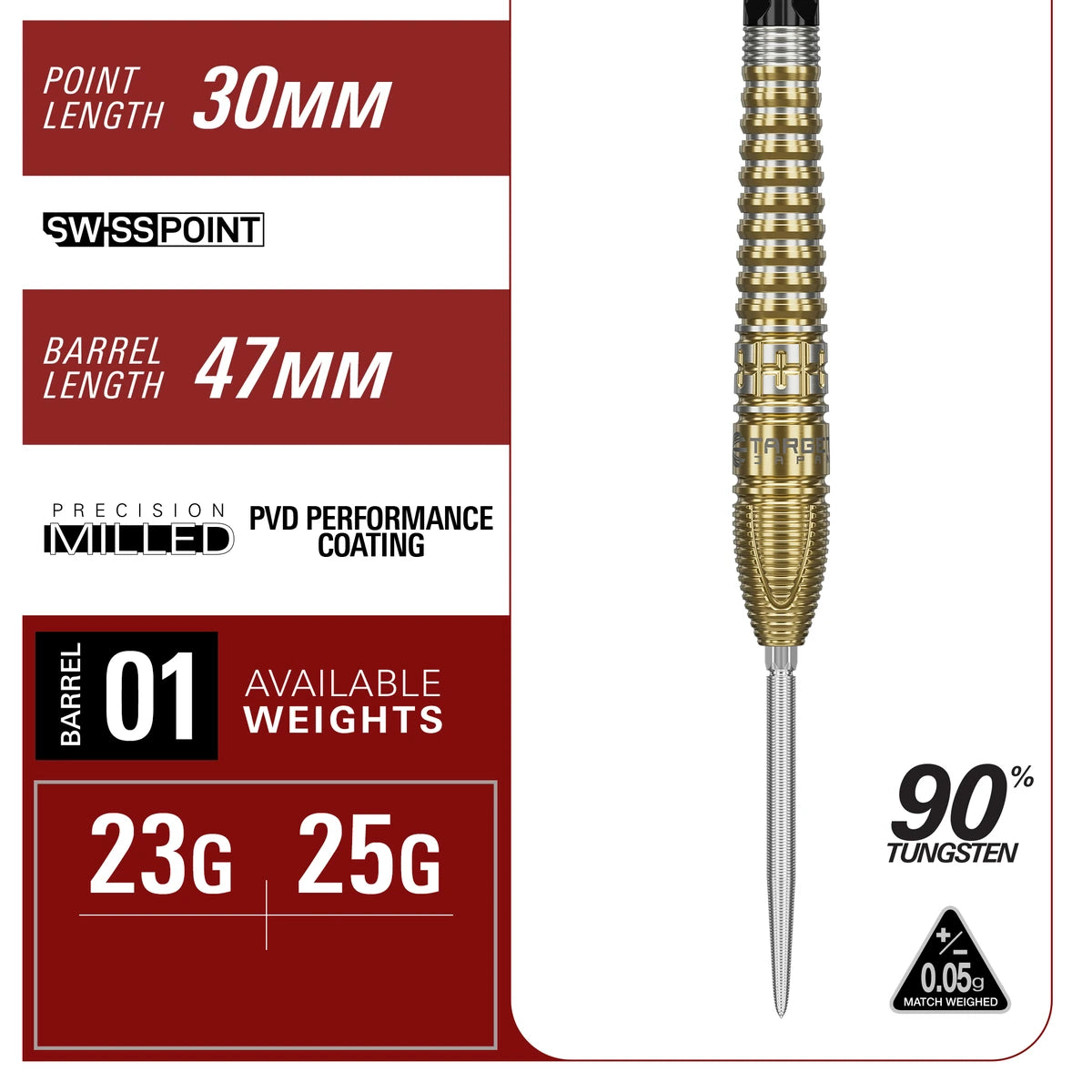Target Japan Hot Shot Harith Lim G3 90% Tungsten Steel Tip Darts-4-23 GRAM-Premier Darts