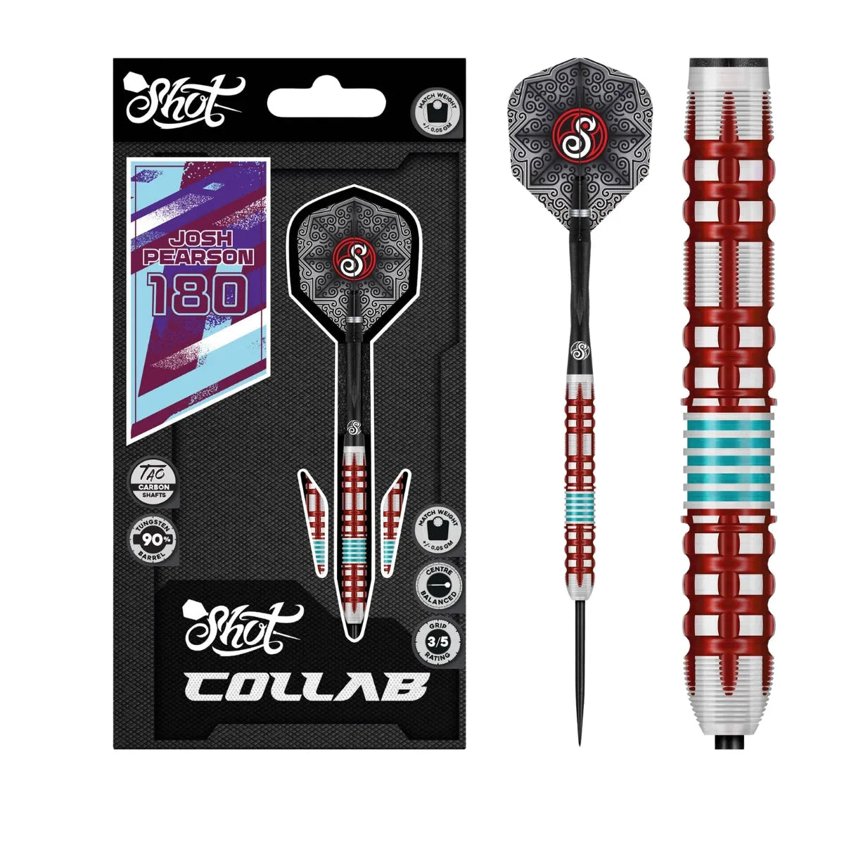 Shot Collab Series Josh Pearson 90% Tungsten Steel Tip Darts