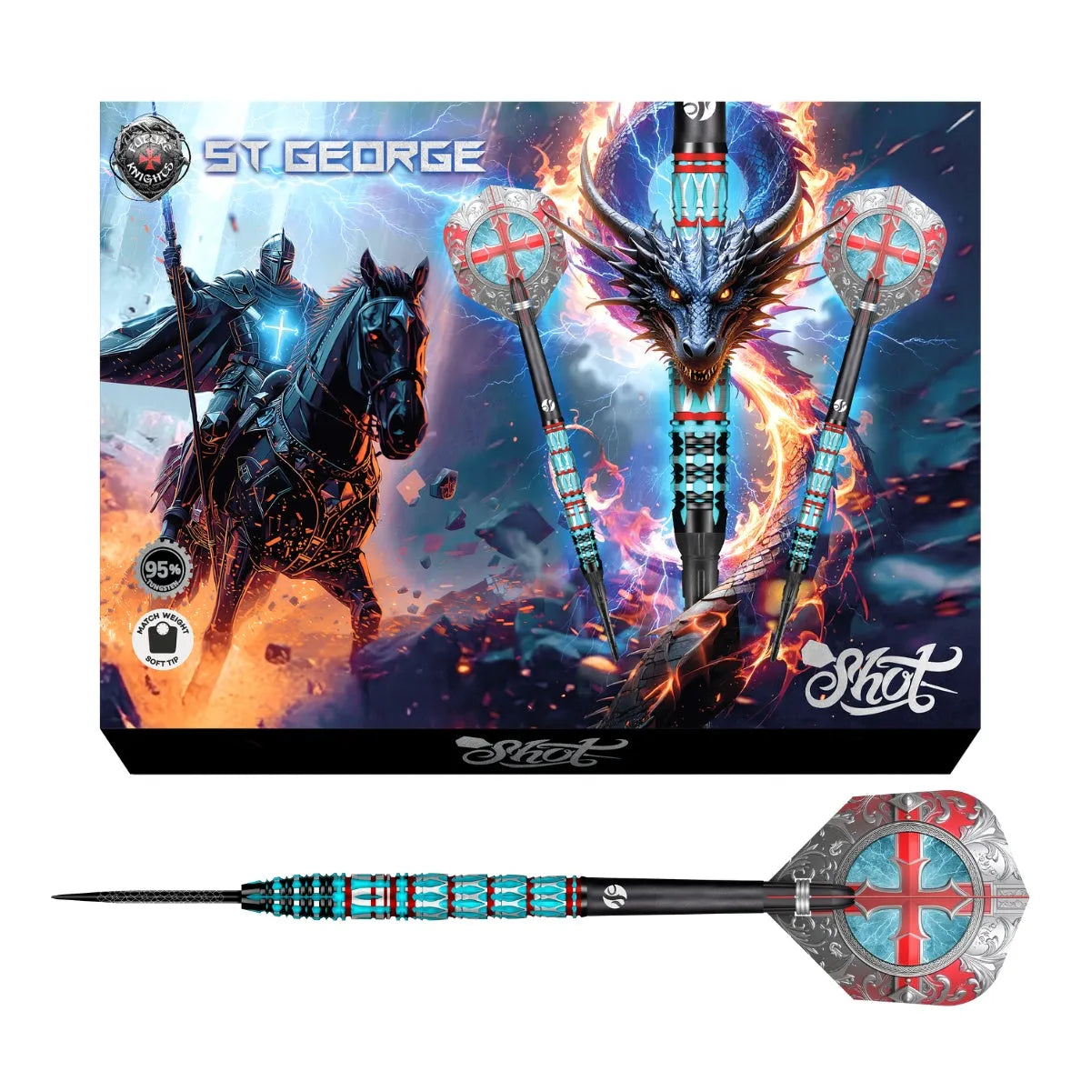 Shot Future Knights St George 95% Tungsten Steel Tip Darts