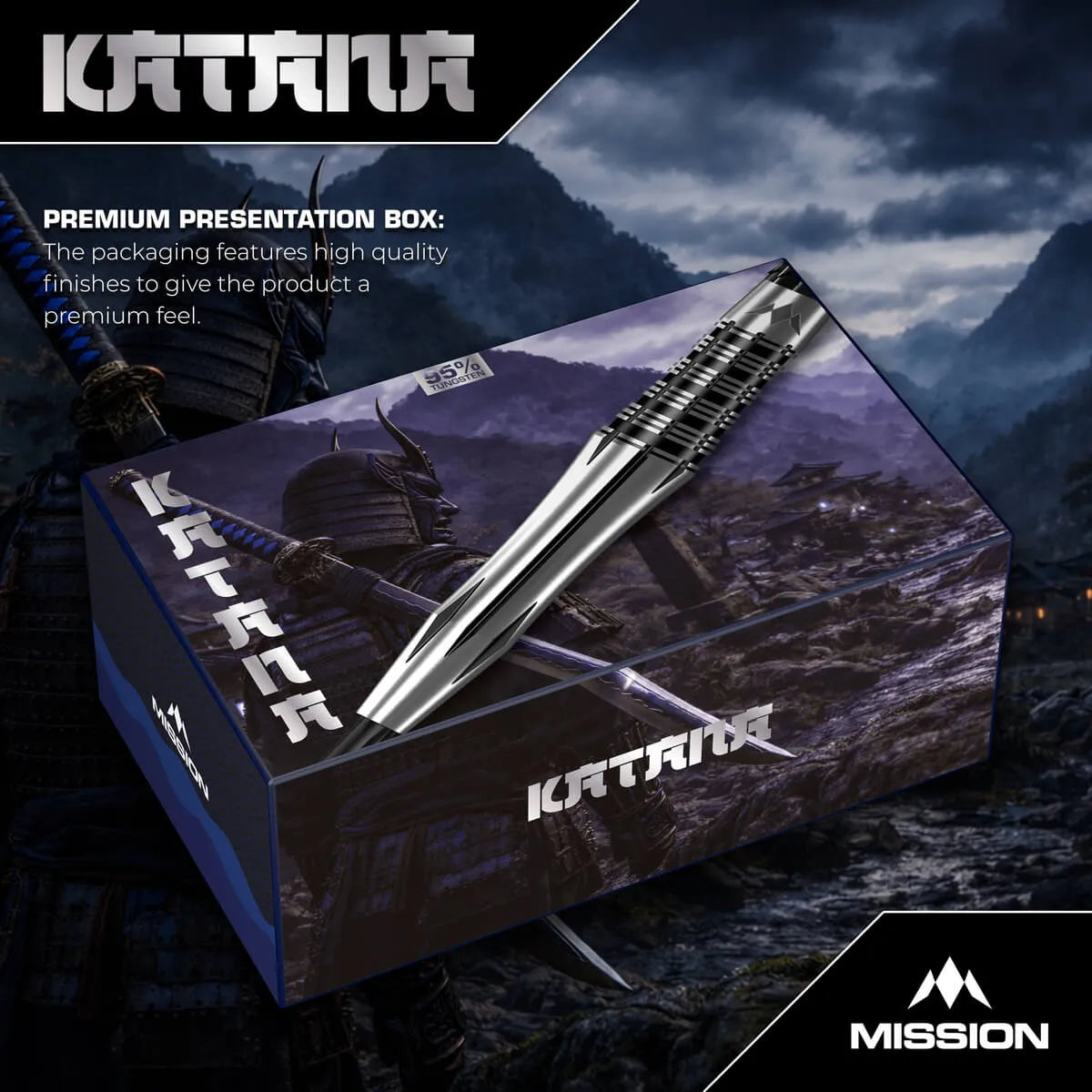 Mission Katana 95% Tungsten Steel Tip Darts-7-22 GRAM-Premier Darts