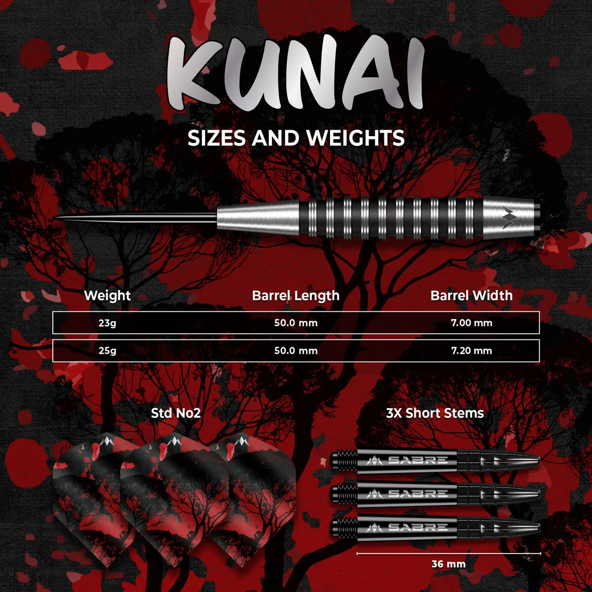 Mission Kunai Black PVD 95% Tungsten Steel Tip Darts-6-23 GRAM-Premier Darts
