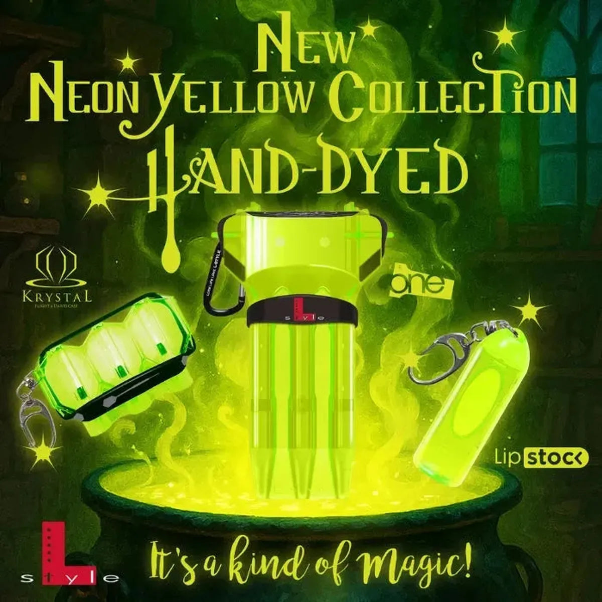 L-Style Krystal Neon Yellow Flight Case-2-Neon Yellow-Premier Darts