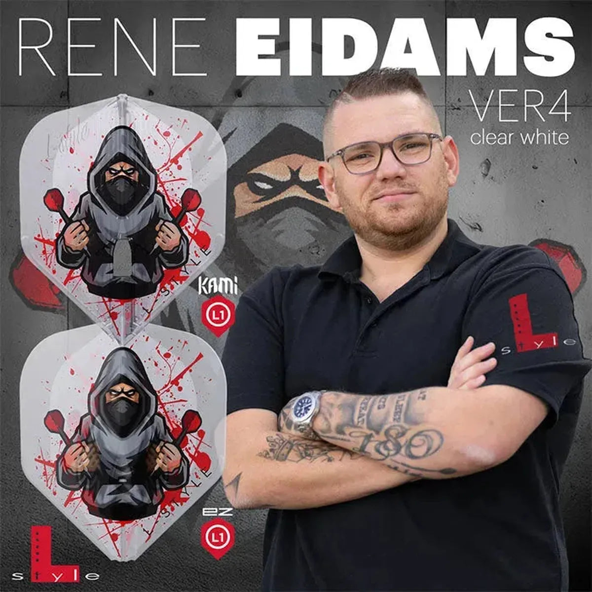 L-Style Rene Eidams PRO KAMI L1 V4 Flights-4-Premier Darts