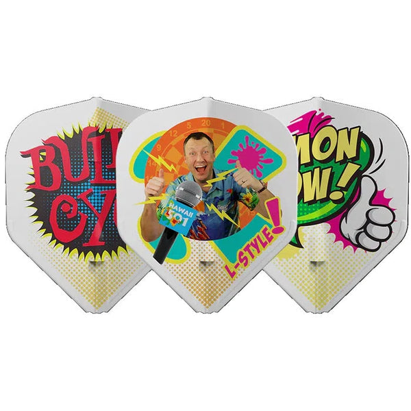 L-Style Wayne Mardle L1 EZ Type C White Darts Flights-1-Premier Darts