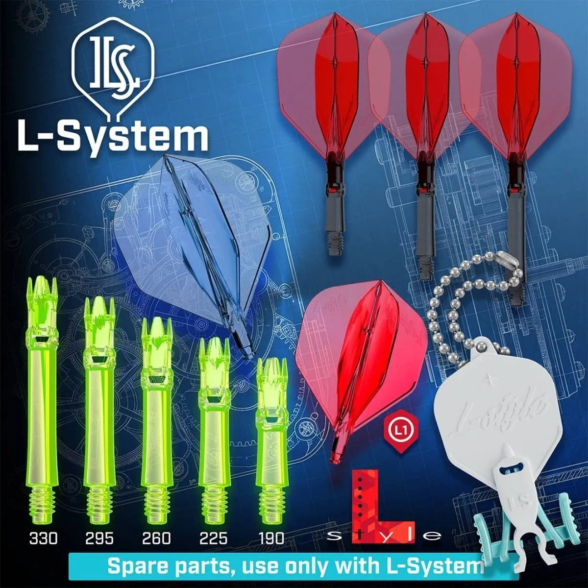 L-Style Darts L-System L1 Replacement Flight - Single-2-Clear Black-Premier Darts