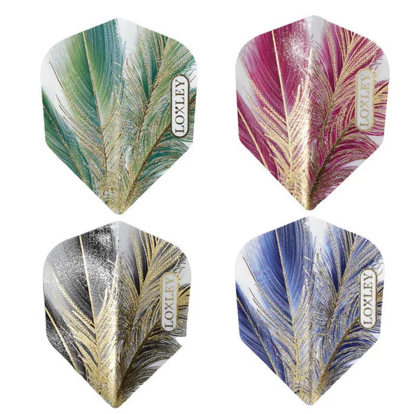 Loxley Gold Feather Flights No6-1-Black-Premier Darts