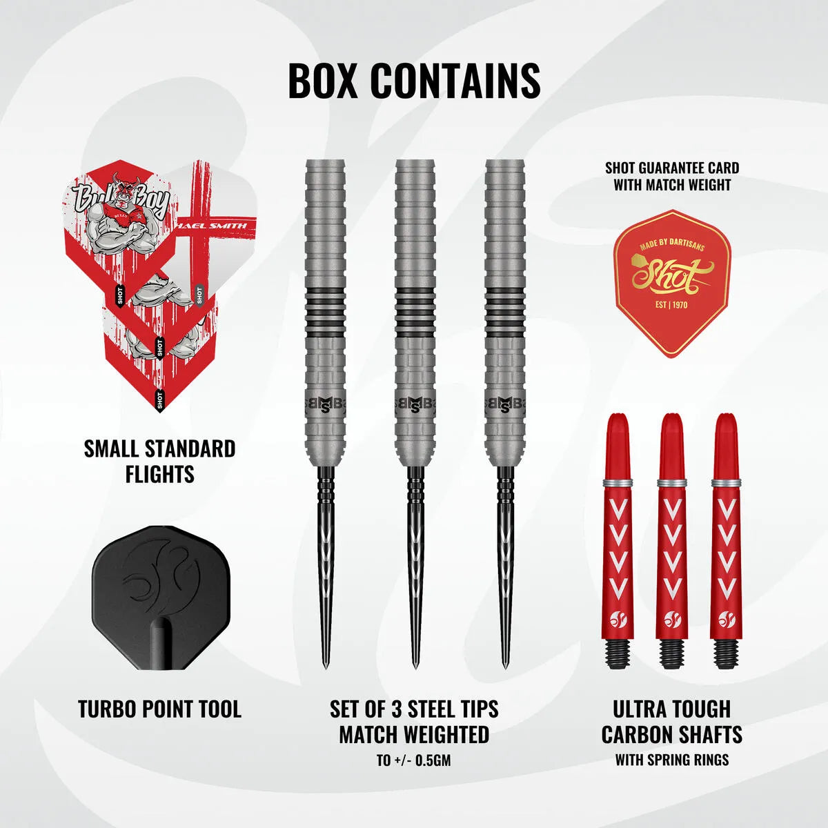 Shot Michael Smith Series II TP 90% Steel Tip Darts-3-22 GRAM-Premier Darts