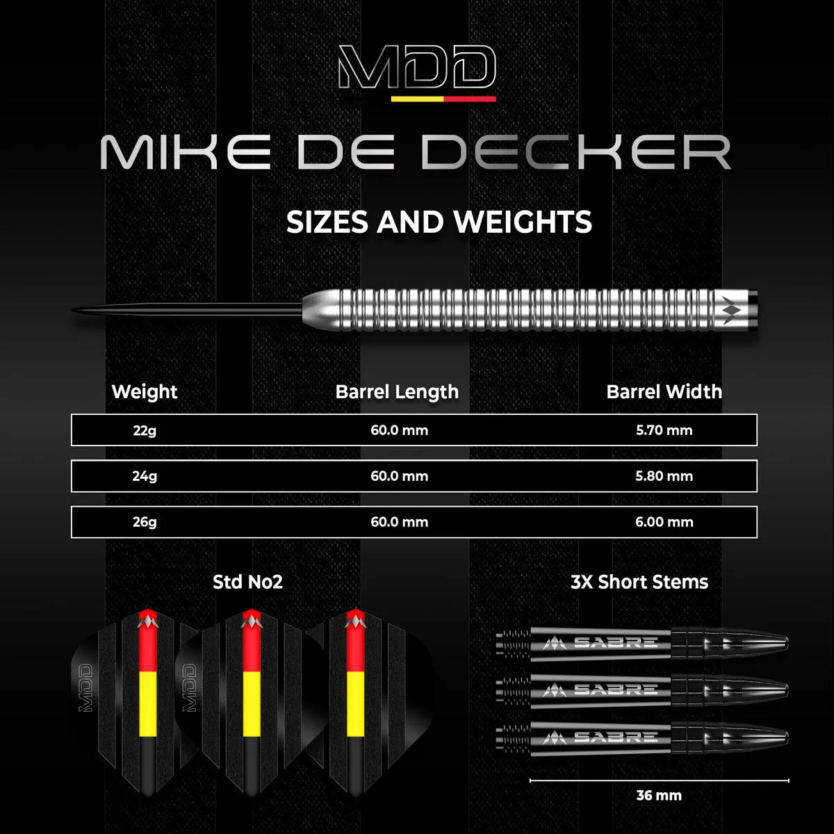 Mission Mike De Decker Silver 95% Tungsten Steel Tip Darts-5-22 GRAM-Premier Darts