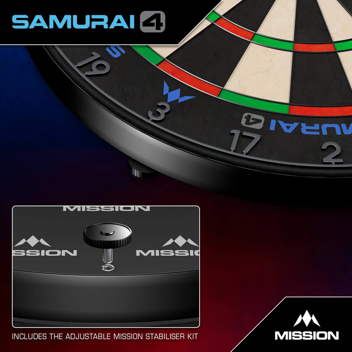 Mission Samurai 4 Professional Dartboard - Graphite Grey-6-Premier Darts