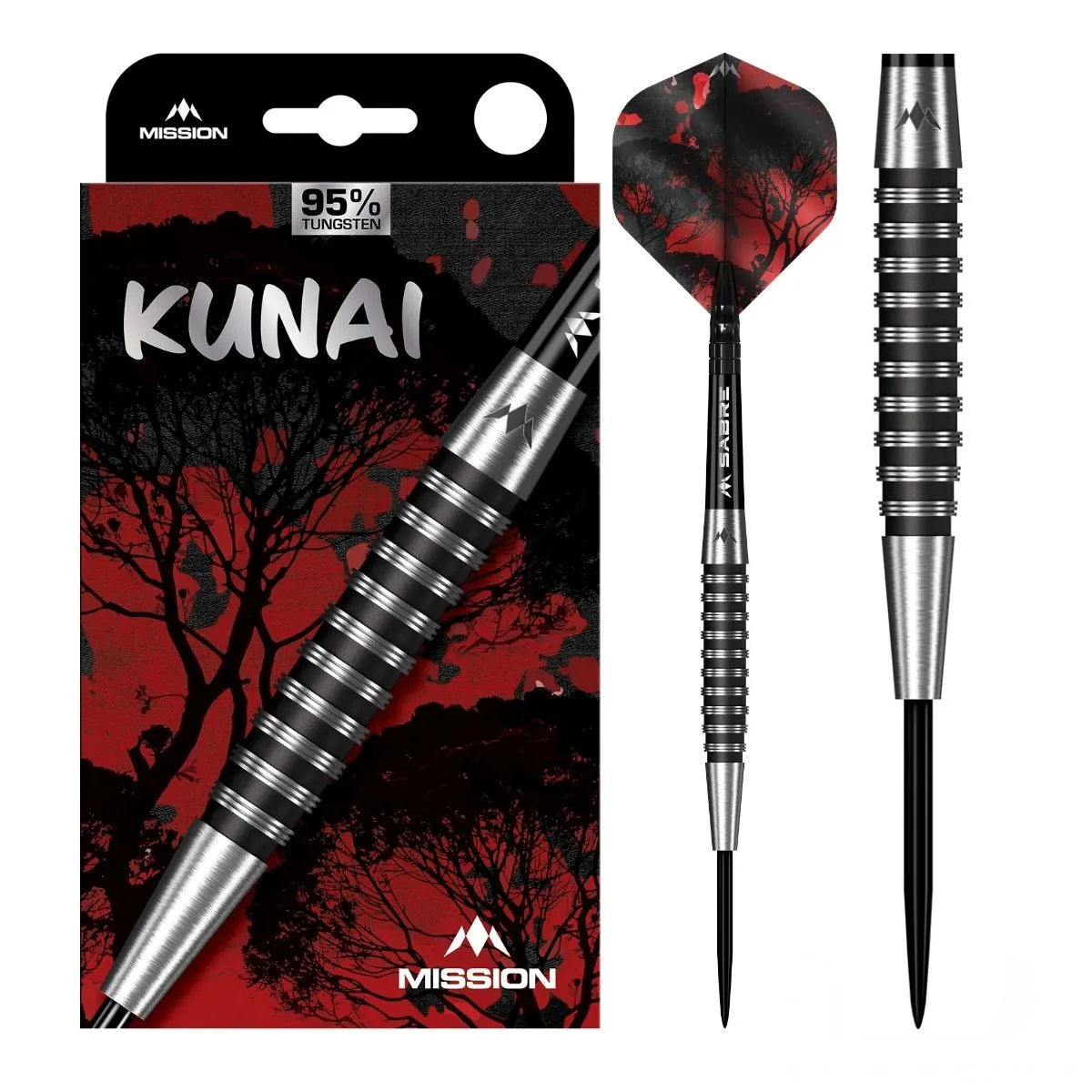 Mission Kunai Black PVD 95% Tungsten Steel Tip Darts-1-23 GRAM-Premier Darts