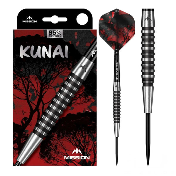 Mission Kunai Black PVD 95% Tungsten Steel Tip Darts-1-23 GRAM-Premier Darts
