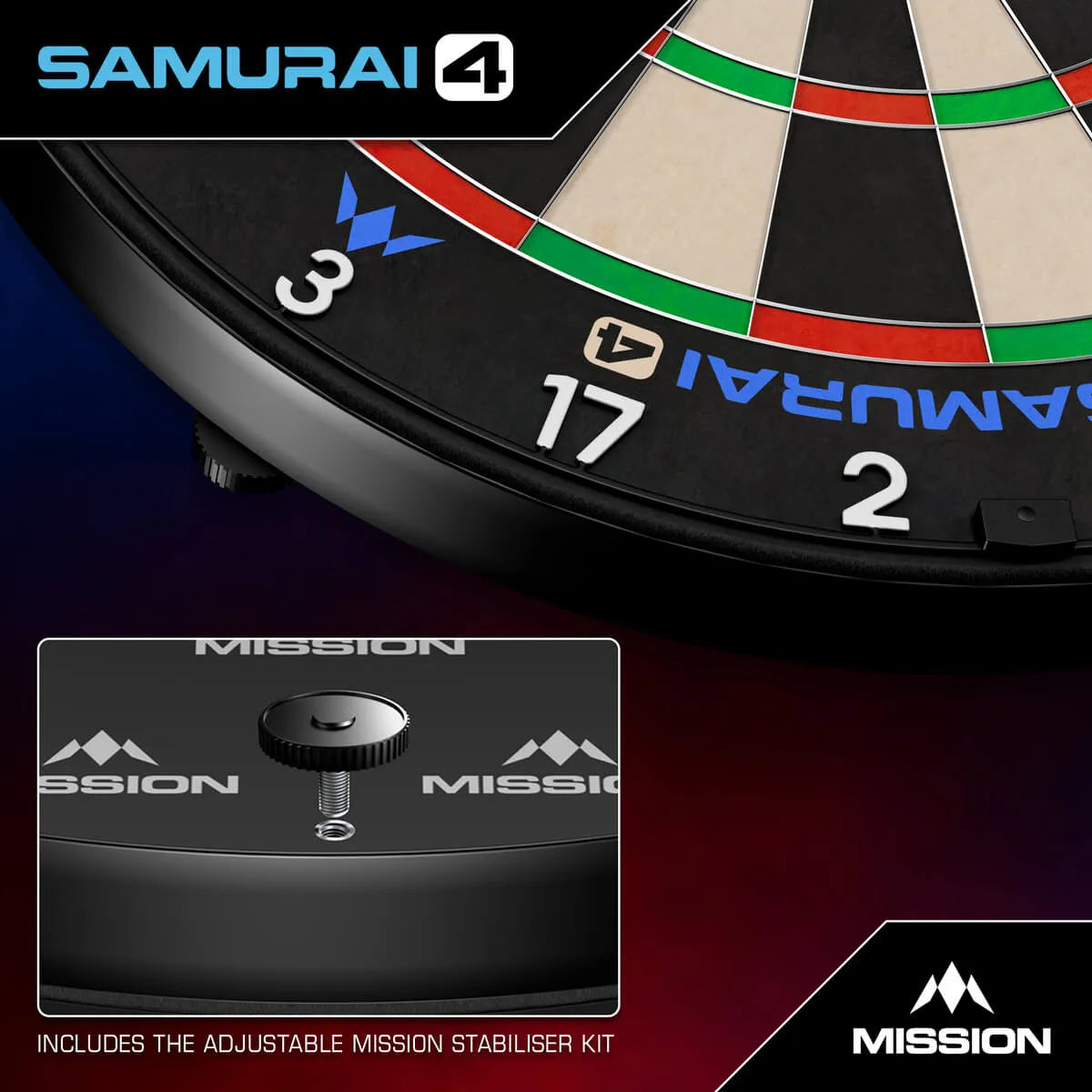 Mission Samurai 4 Professional Dartboard - White Spider-6-Premier Darts