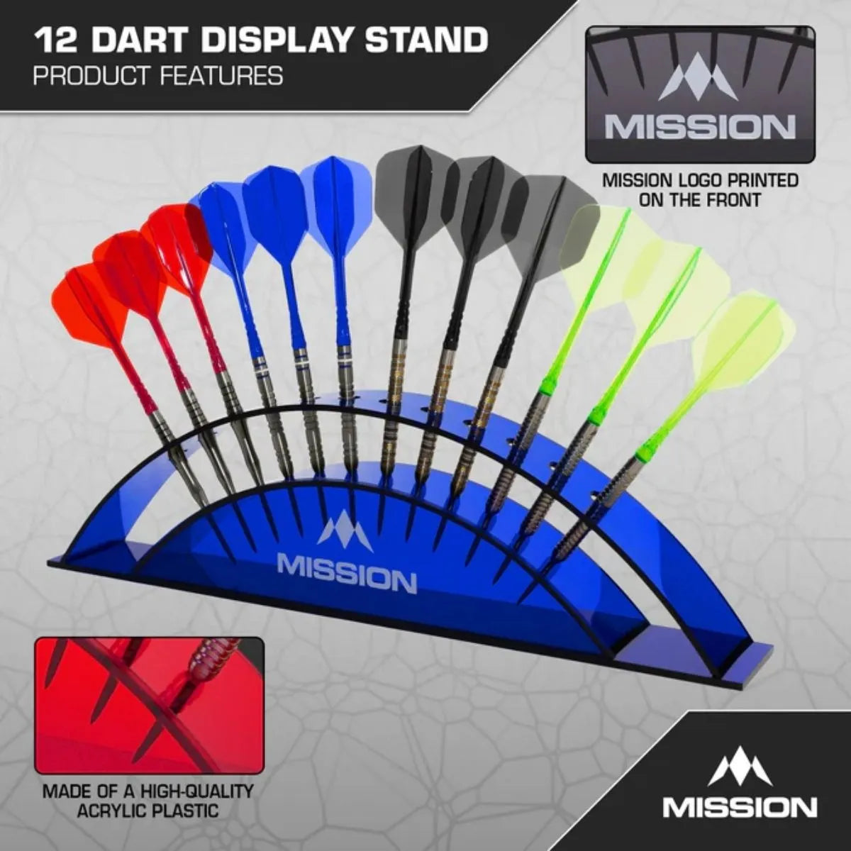 Mission Station 12 Acrylic Darts Display Arc-3-Black-Premier Darts